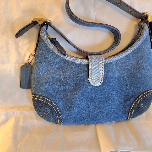 Coach Denim Blue Shoulder Bag with Gold Hardware - Picture 3 of 6